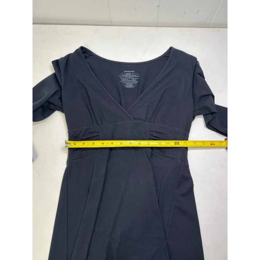 PATAGONIA Margot 3/4 Sleeve Organic Cotton Dress in Black Size Small